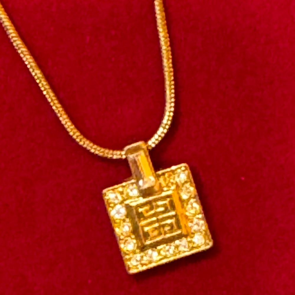 Givenchy Gold and Silver Square Pendant Necklace - Picture 4 of 14